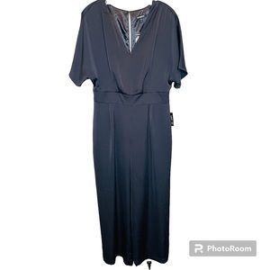 Express One Piece V-Neck S/S Black Keyhole Jumpsuit